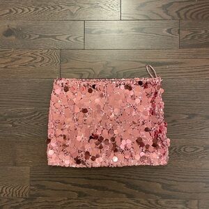 Edikted Pink Sequin Mini Skirt